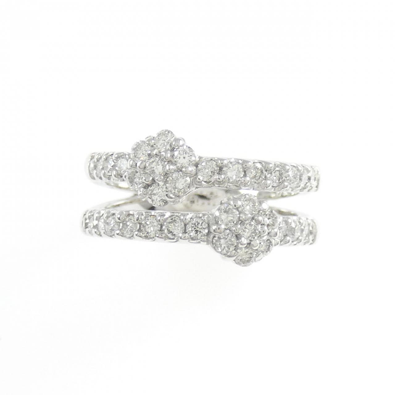 K18WG フラワー ダイヤモンド リング 0.48CT