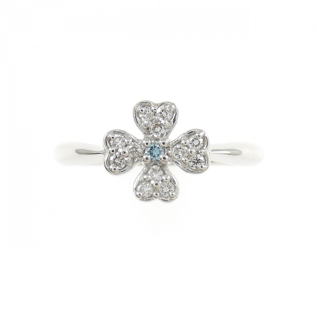 K18WG フラワー ダイヤモンド リング 0.13CT
