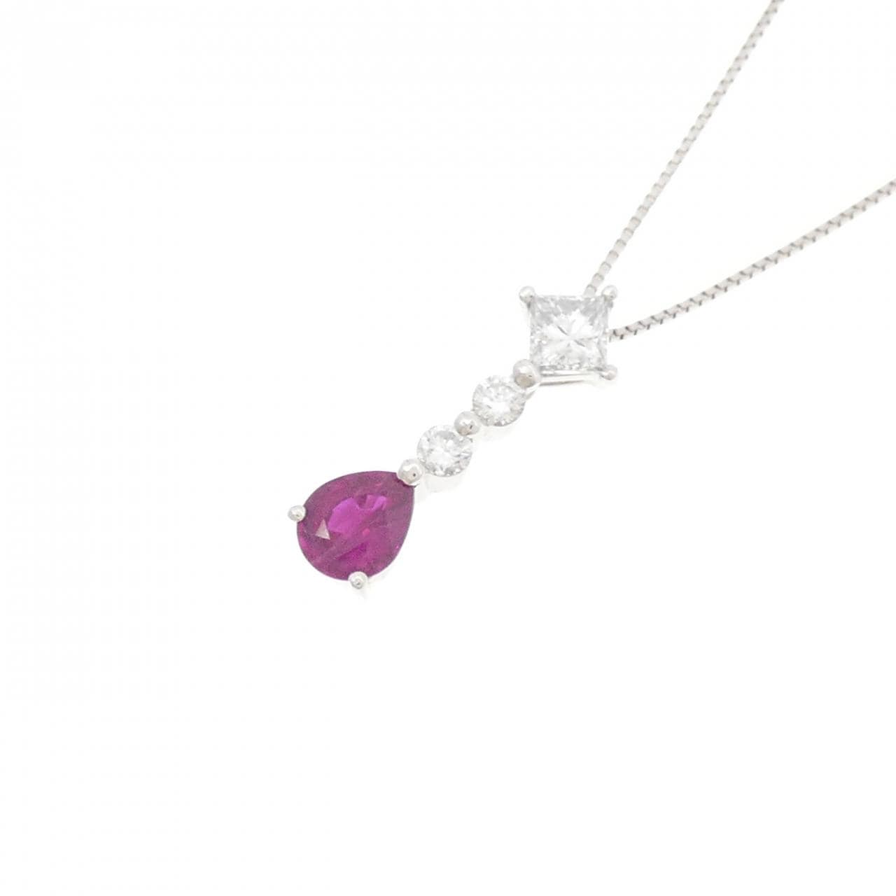 PT900/PT850 ルビー ネックレス 0.56CT