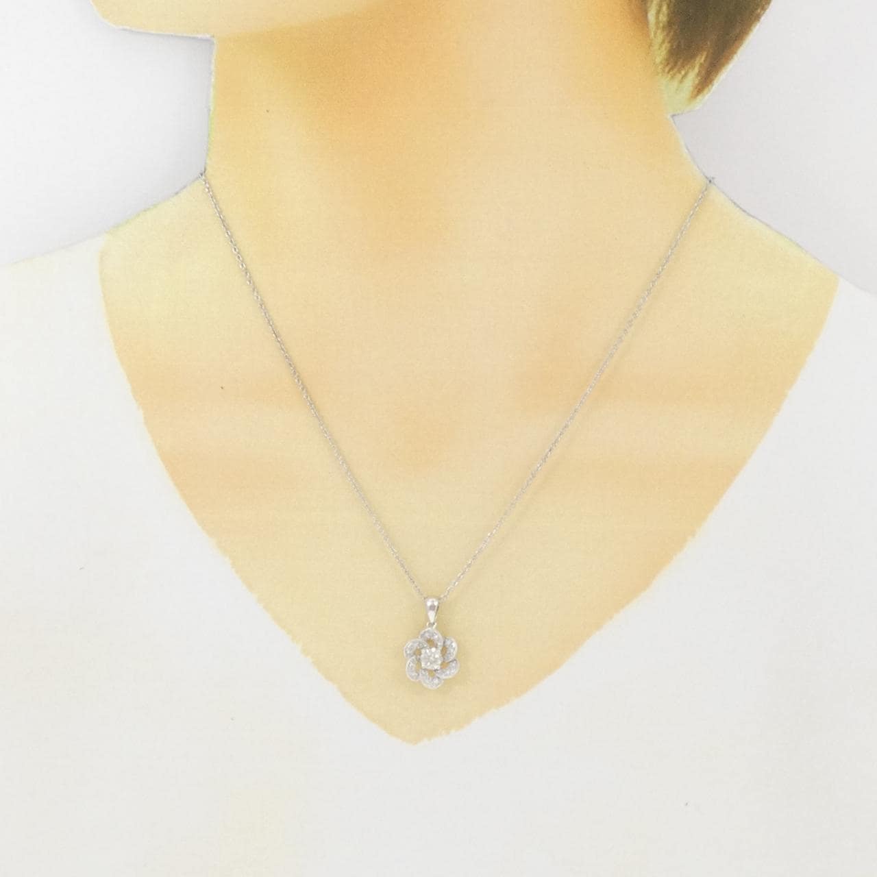 K18WG 花朵钻石项链 0.33CT