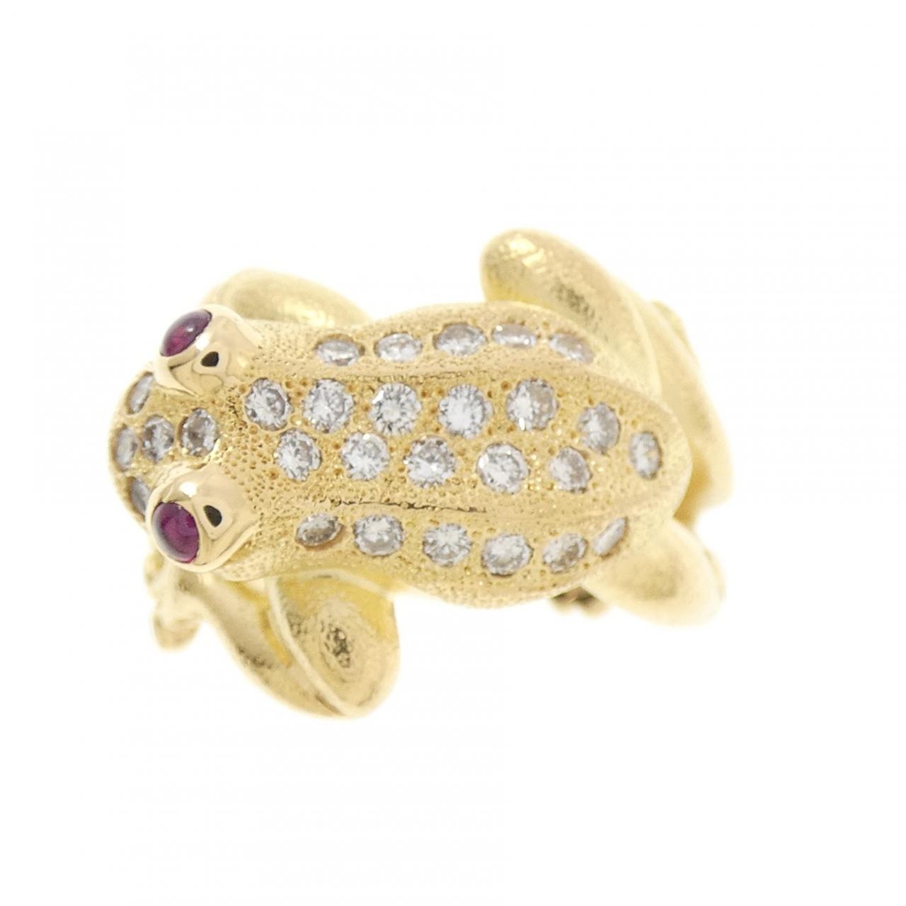 K18YG フロッグ ルビー リング 0.10CT