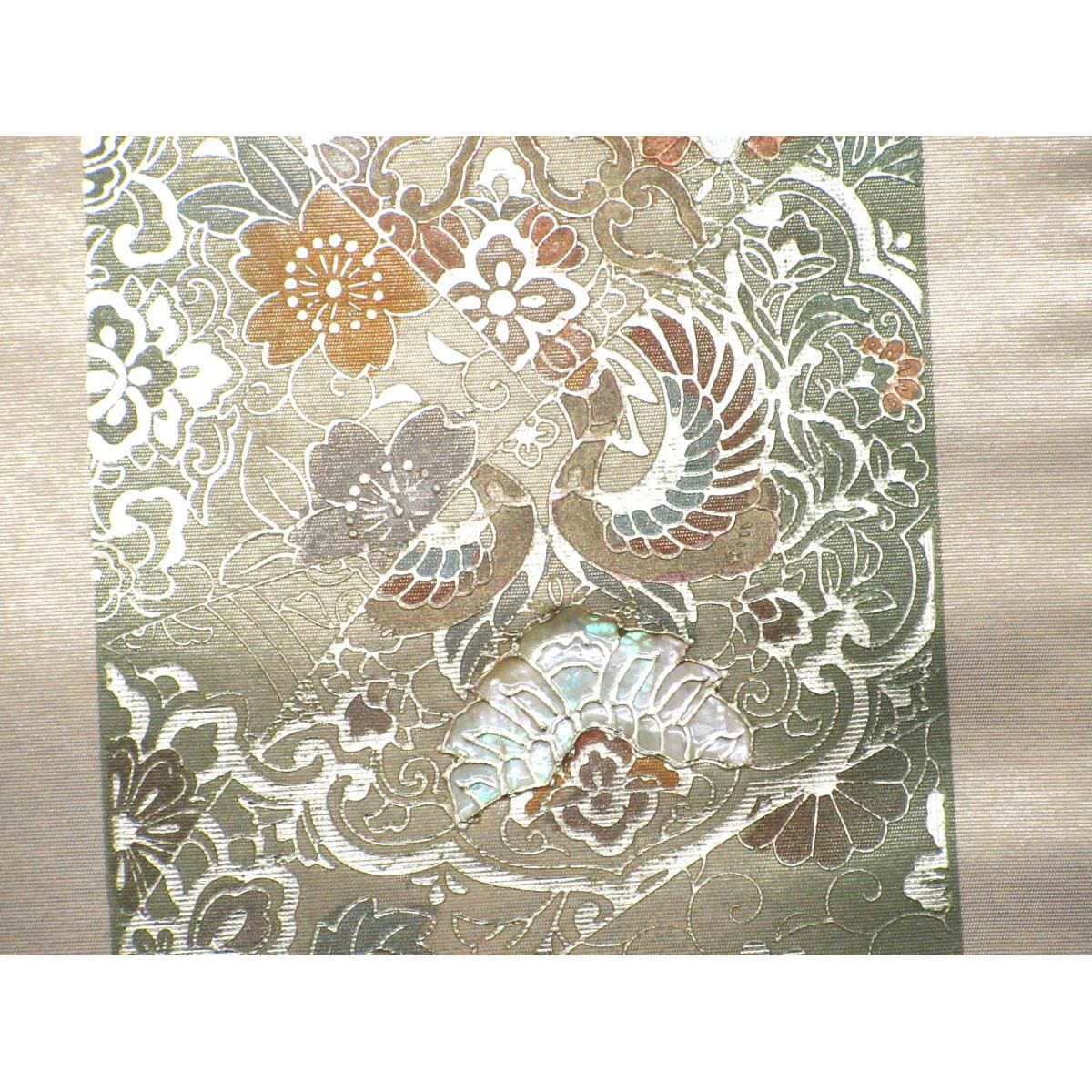 【未使用品】袋帯　引箔　友禅金彩加工　螺鈿入り