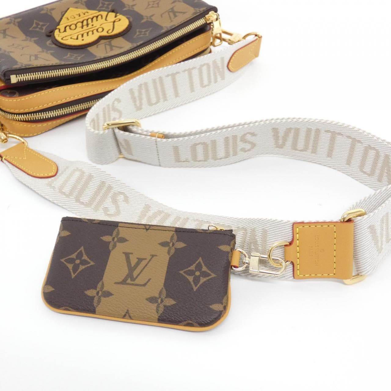 LOUIS VUITTON Monogram條紋（LV Squared）三重郵差包 M45965 單肩包