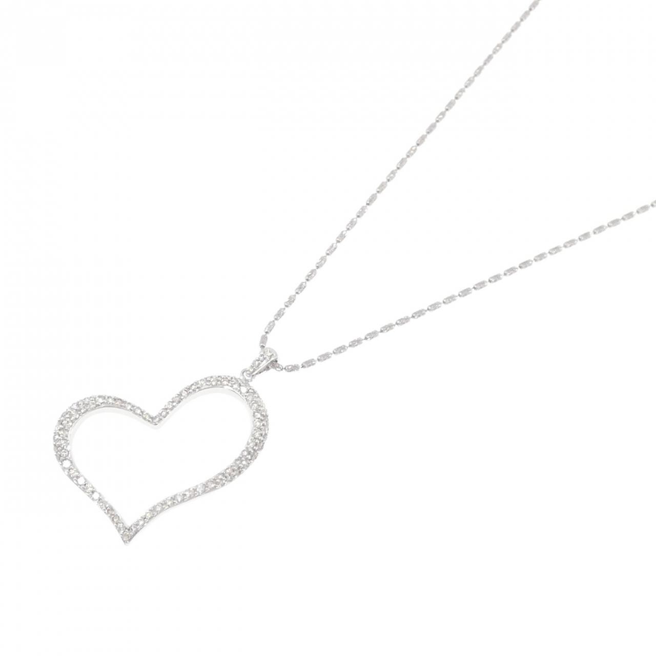 K18WG ハート ダイヤモンド ネックレス 0.77CT