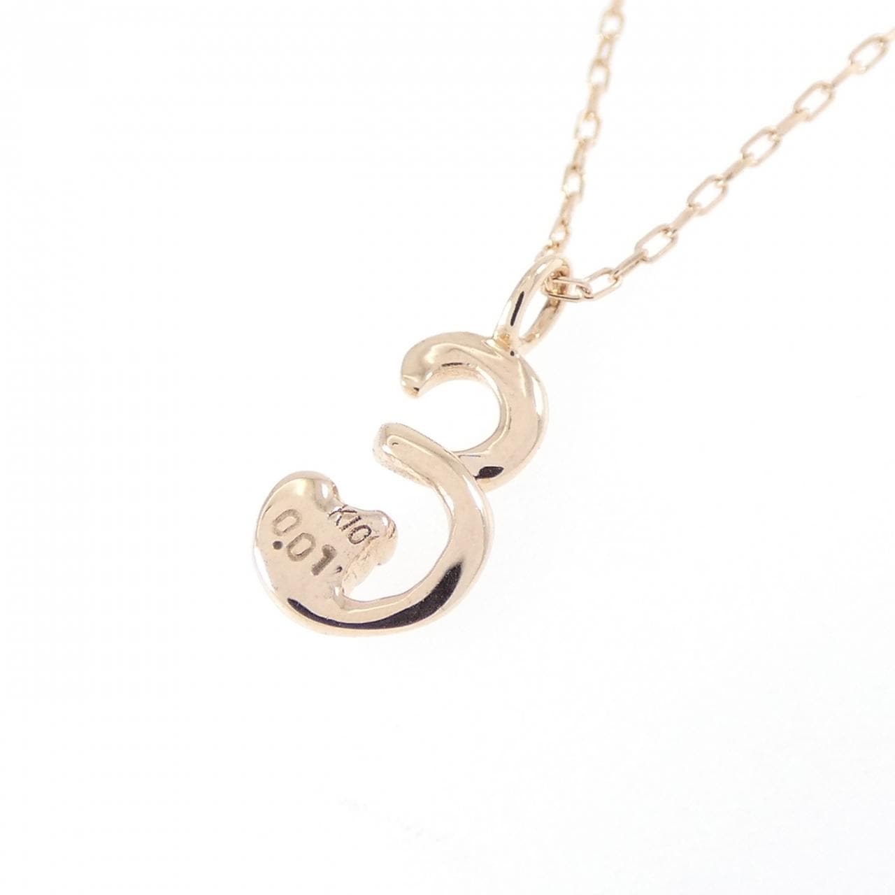 K10PG イニシャルE ダイヤモンド ネックレス 0.01CT