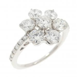 K18WG フラワー ダイヤモンド リング 1.31CT