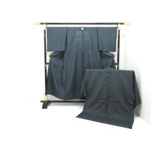 単衣男物　きもの羽織２点セット　丸に剣三ツ星　キングサイズ