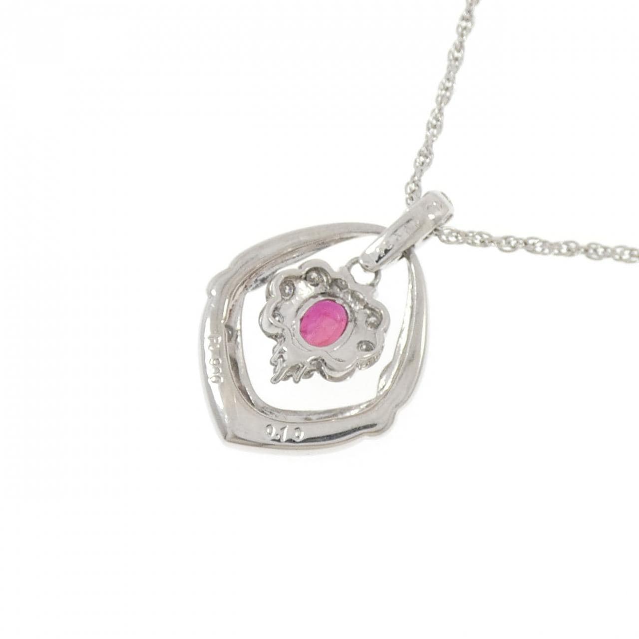 K18WG/PT900/PT850 ルビー ネックレス 0.40CT