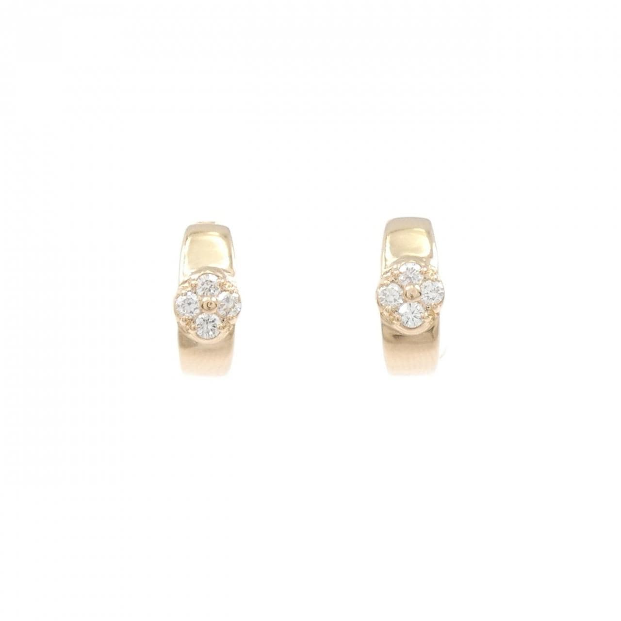 K18PG 花形鑽石耳環 0.16CT