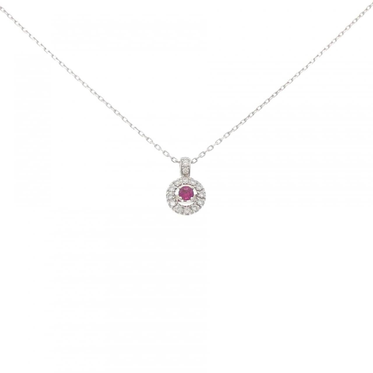K18WG ルビー ネックレス 0.10CT