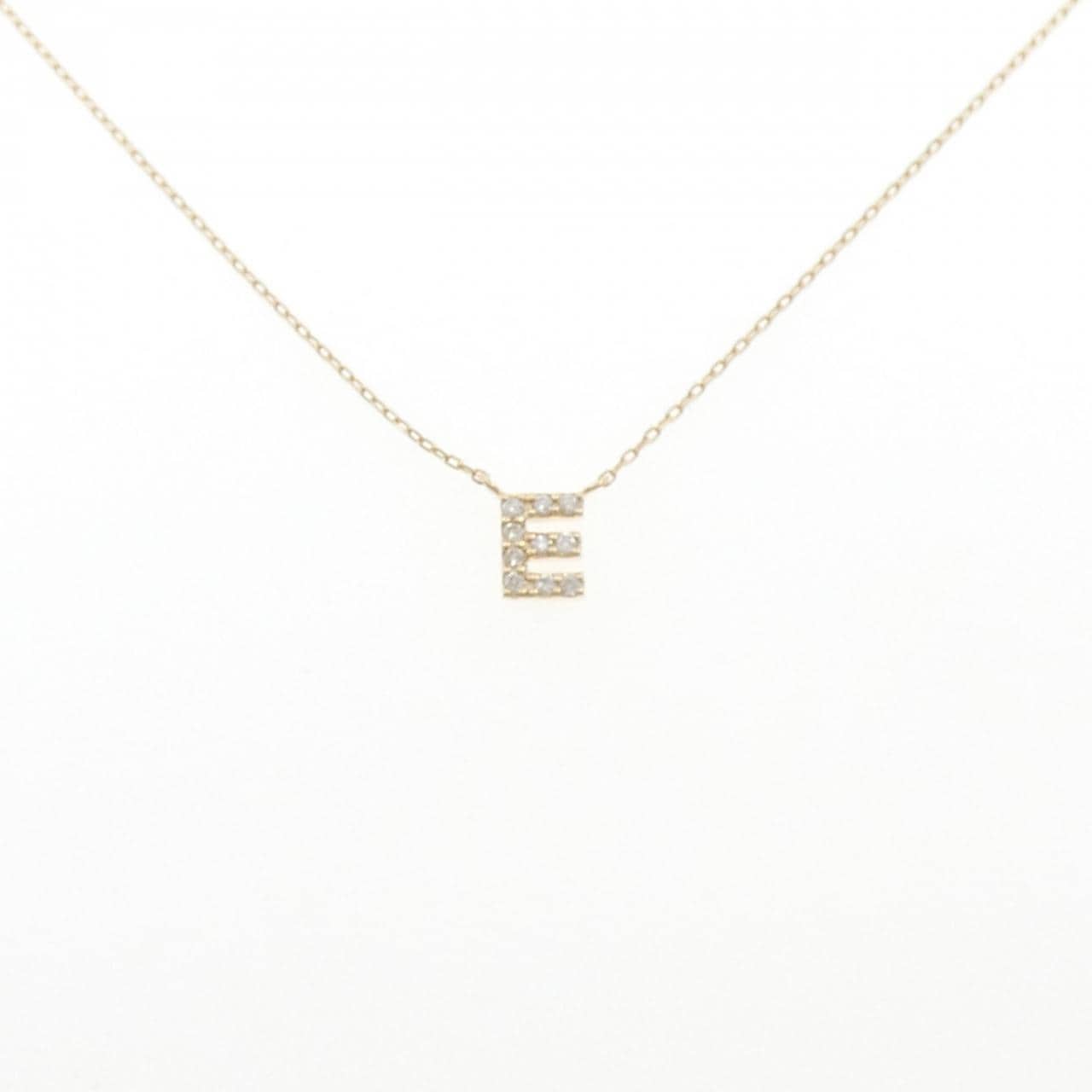 K10YG イニシャルE ダイヤモンド ネックレス 0.04CT