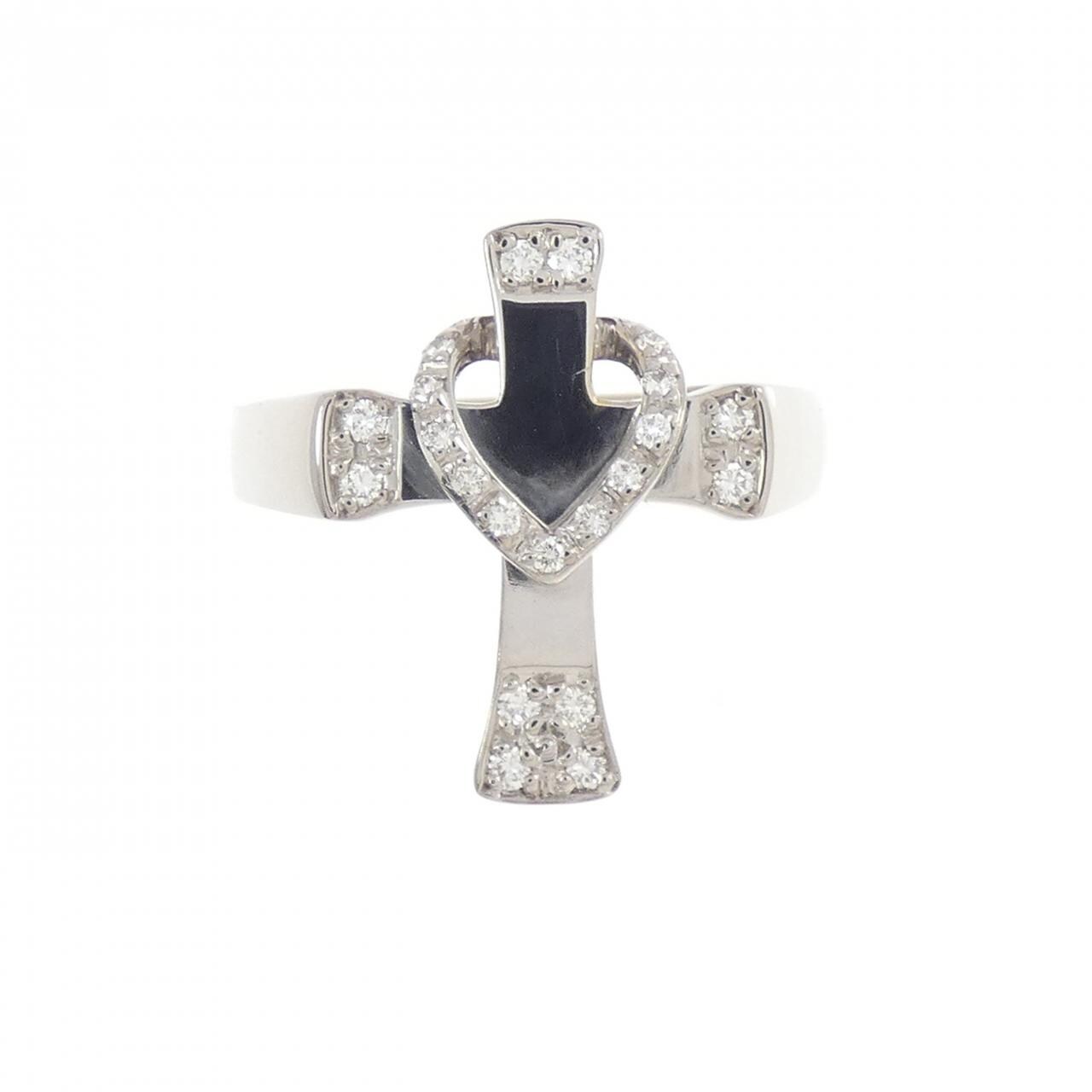 K18WG クロス ダイヤモンド リング 0.16CT
