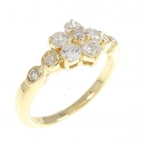 K18YG フラワー ダイヤモンド リング 0.50CT