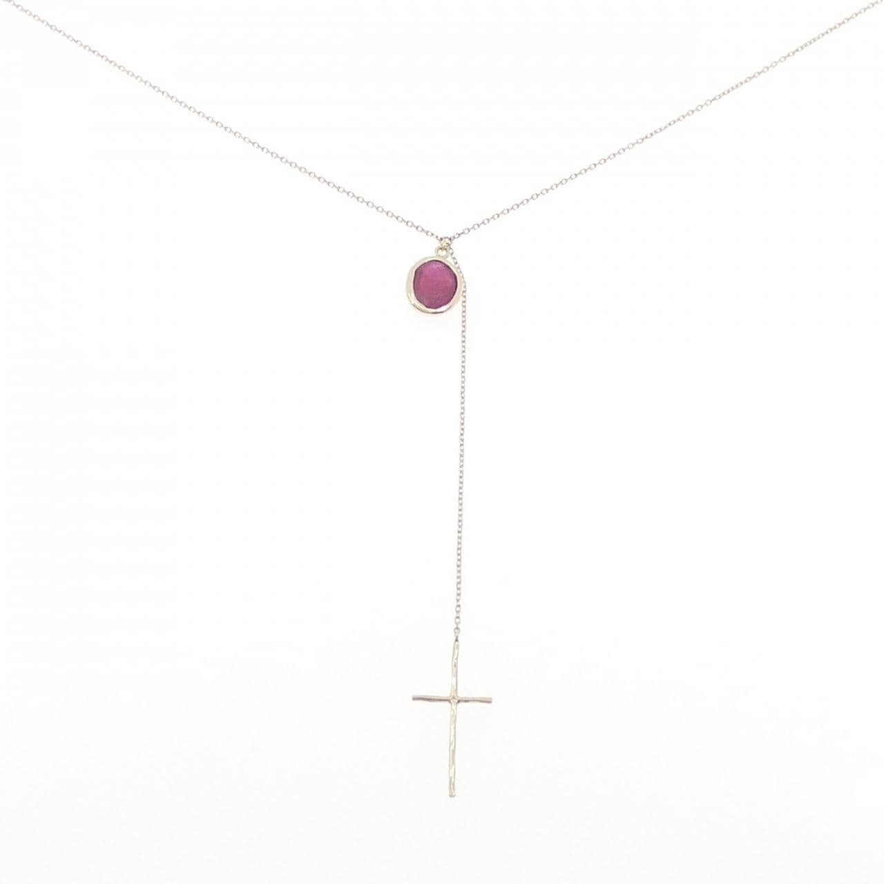 K10YG クロス ルビー ネックレス