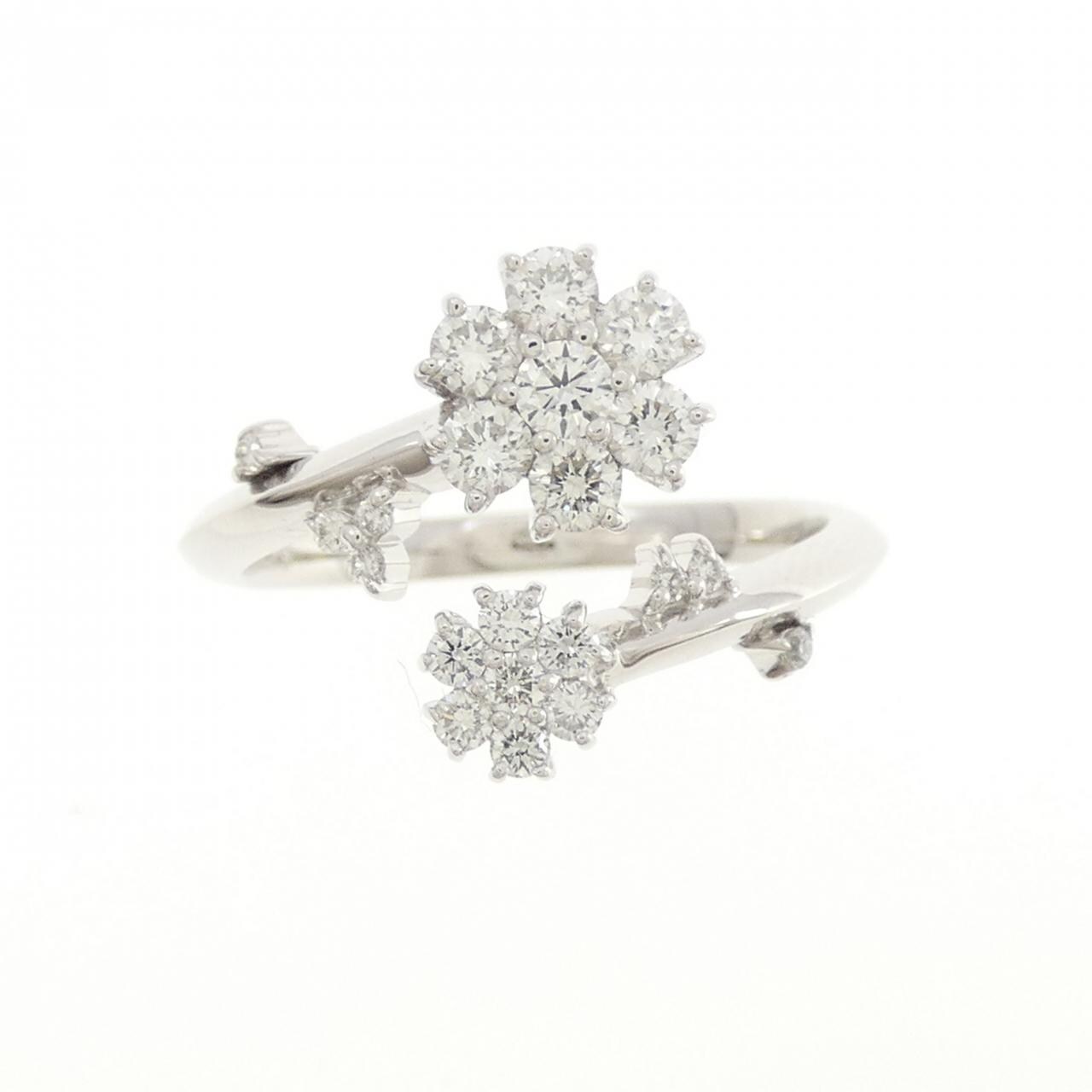 K18WG花朵钻石戒指0.46CT