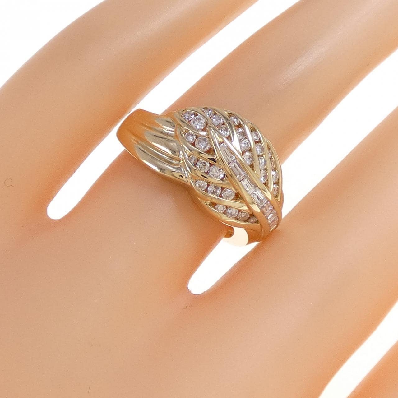 K18YG リーフ ダイヤモンド リング 0.59CT