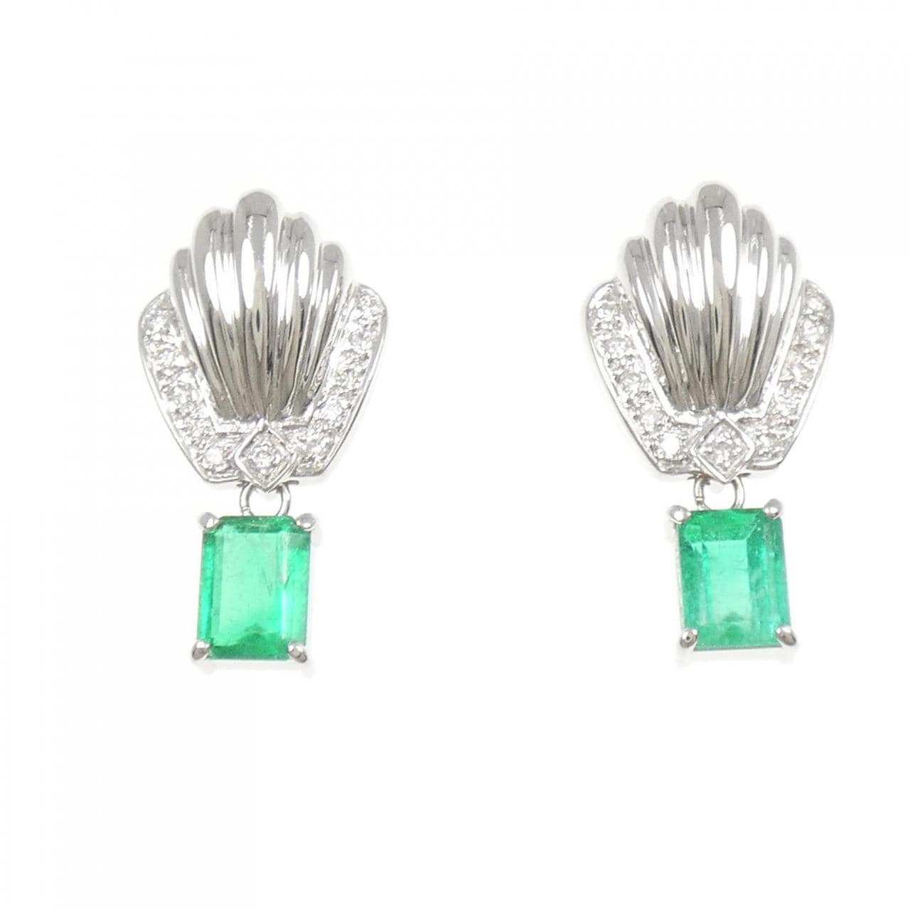 K18WG エメラルド ピアス 1.88CT