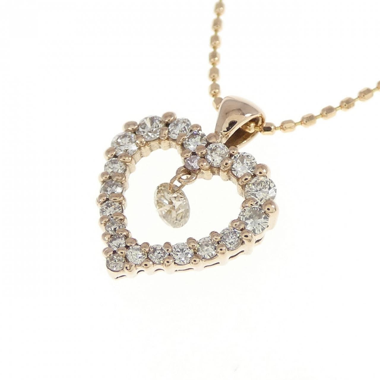 K18PG ハート ダイヤモンド ネックレス 0.36CT