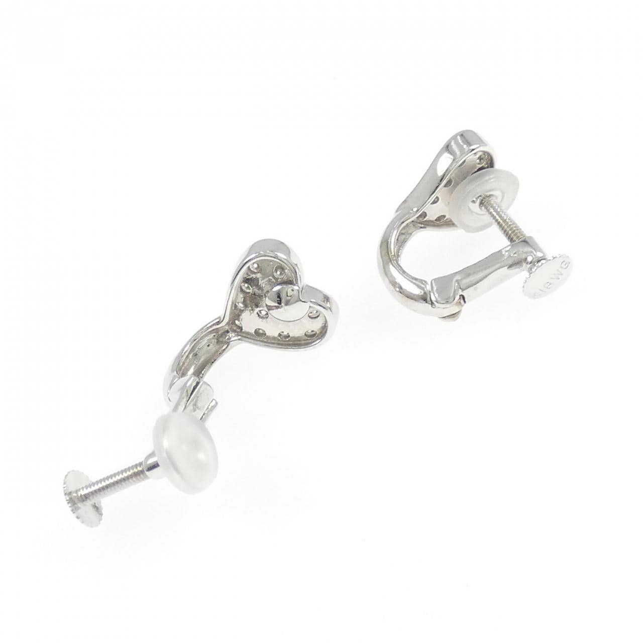 K18WG 心形鑽石耳夹0.60CT