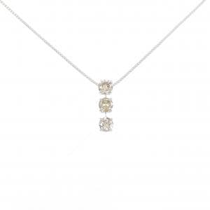 K18WG スリーストーン ダイヤモンド ネックレス 0.5CT