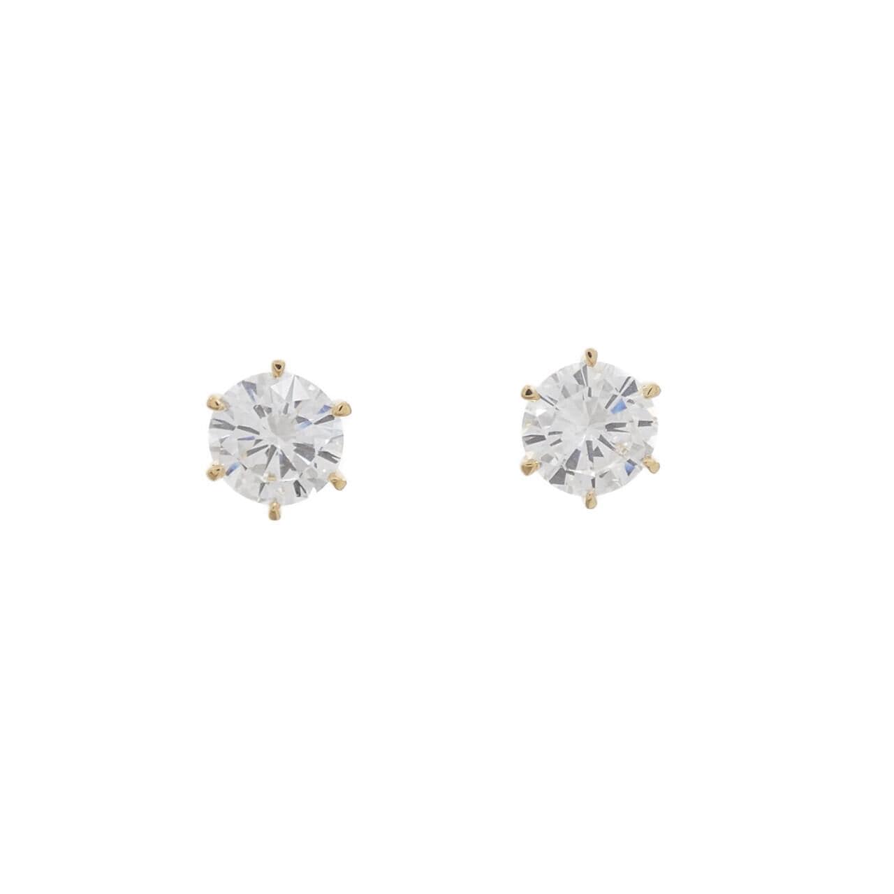 【リメイク】K18YG/ST ダイヤモンド ピアス 1.044CT 1.052CT F-G SI1-2 Good
