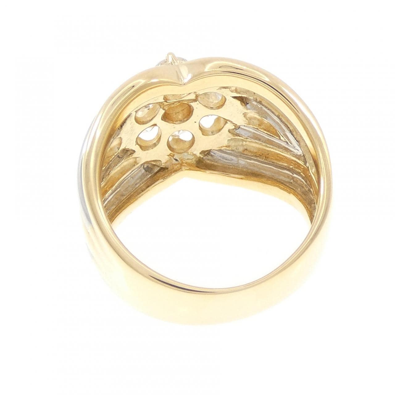 K18YG/PT フラワー ダイヤモンド リング 1.01CT