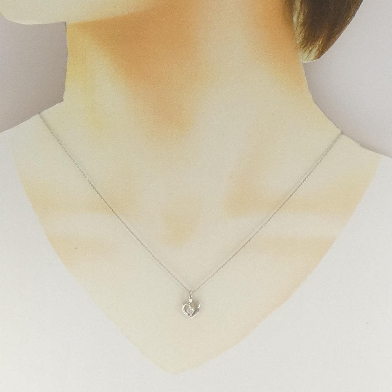 PT900/PT850 ハート ダイヤモンド ネックレス 0.18CT