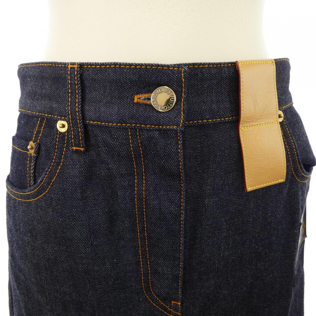 ルイヴィトン LOUIS VUITTON インディゴブルーデニムモノグラムパッチスカート FPSK08GM1 スカート