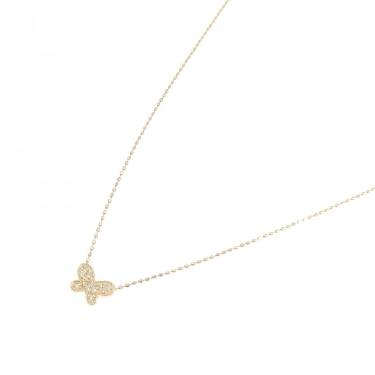 K18YG バタフライ ダイヤモンド ネックレス