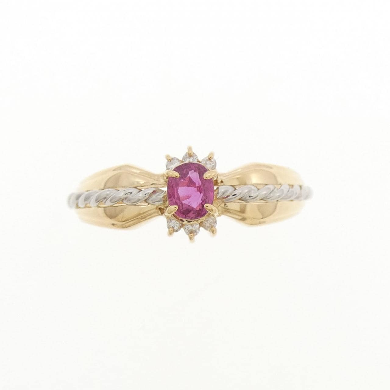 K18YG/PT850 ルビー リング 0.24CT