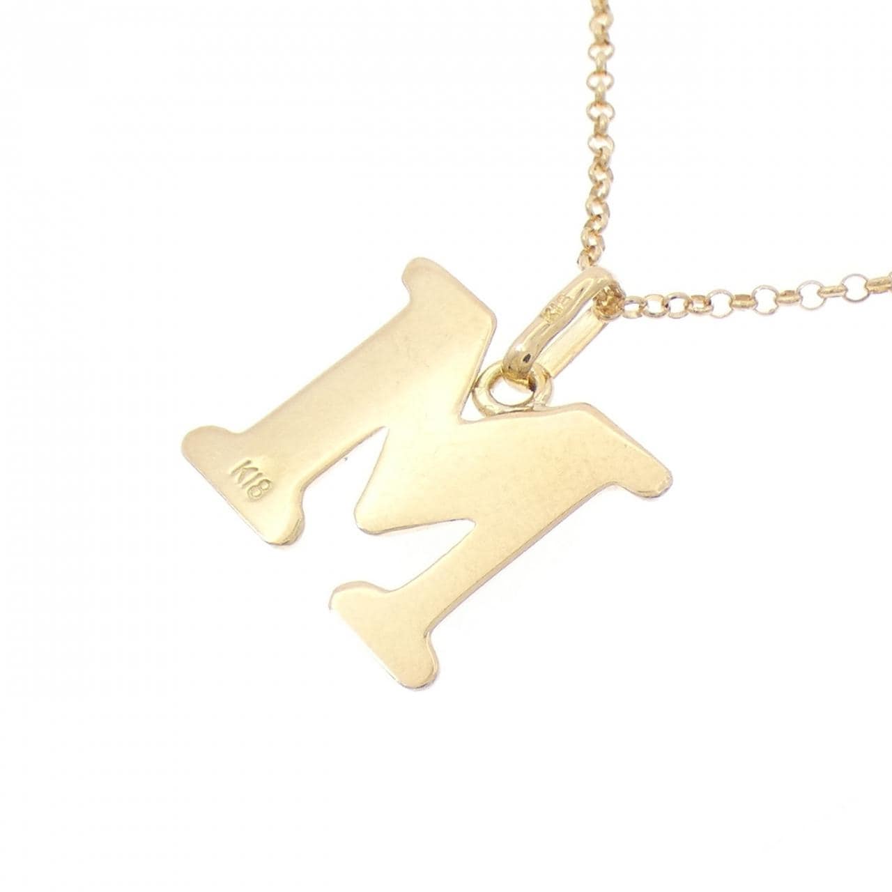 K18YG イニシャルM ネックレス