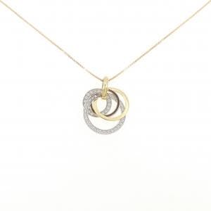K18YG/PT900/K18PG ダイヤモンド ネックレス 0.41CT