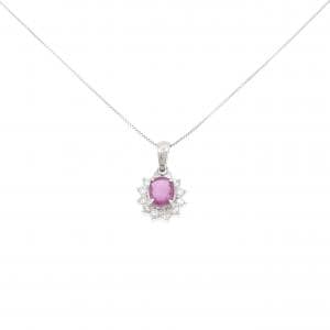 PT900/PT850 ルビー ネックレス 0.80CT