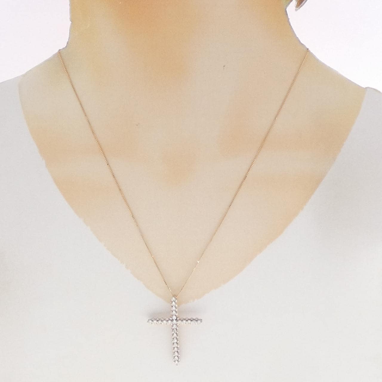 K18PG クロス ダイヤモンド ネックレス 1.25CT