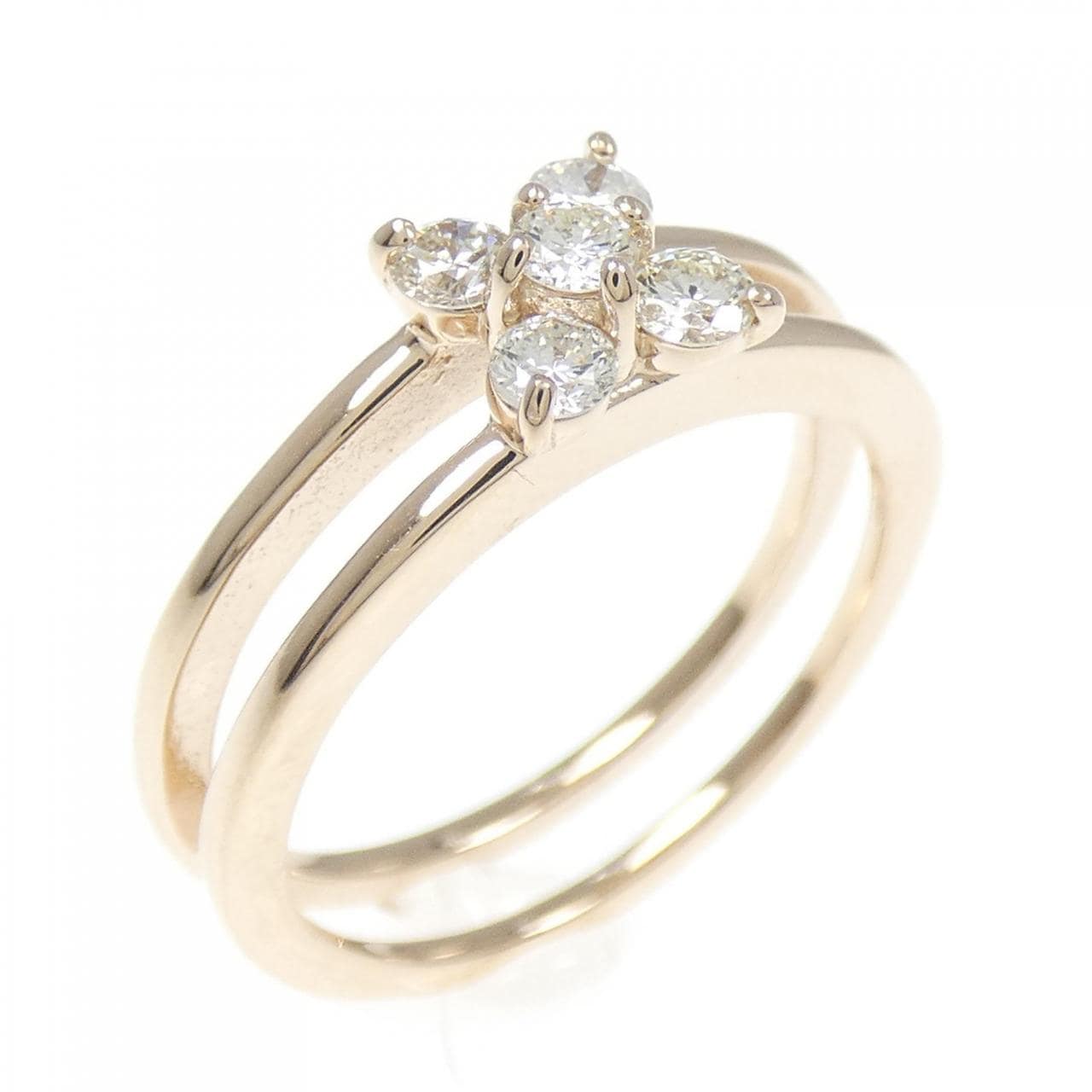 K18PG フラワー　ダイヤモンド リング 0.33CT