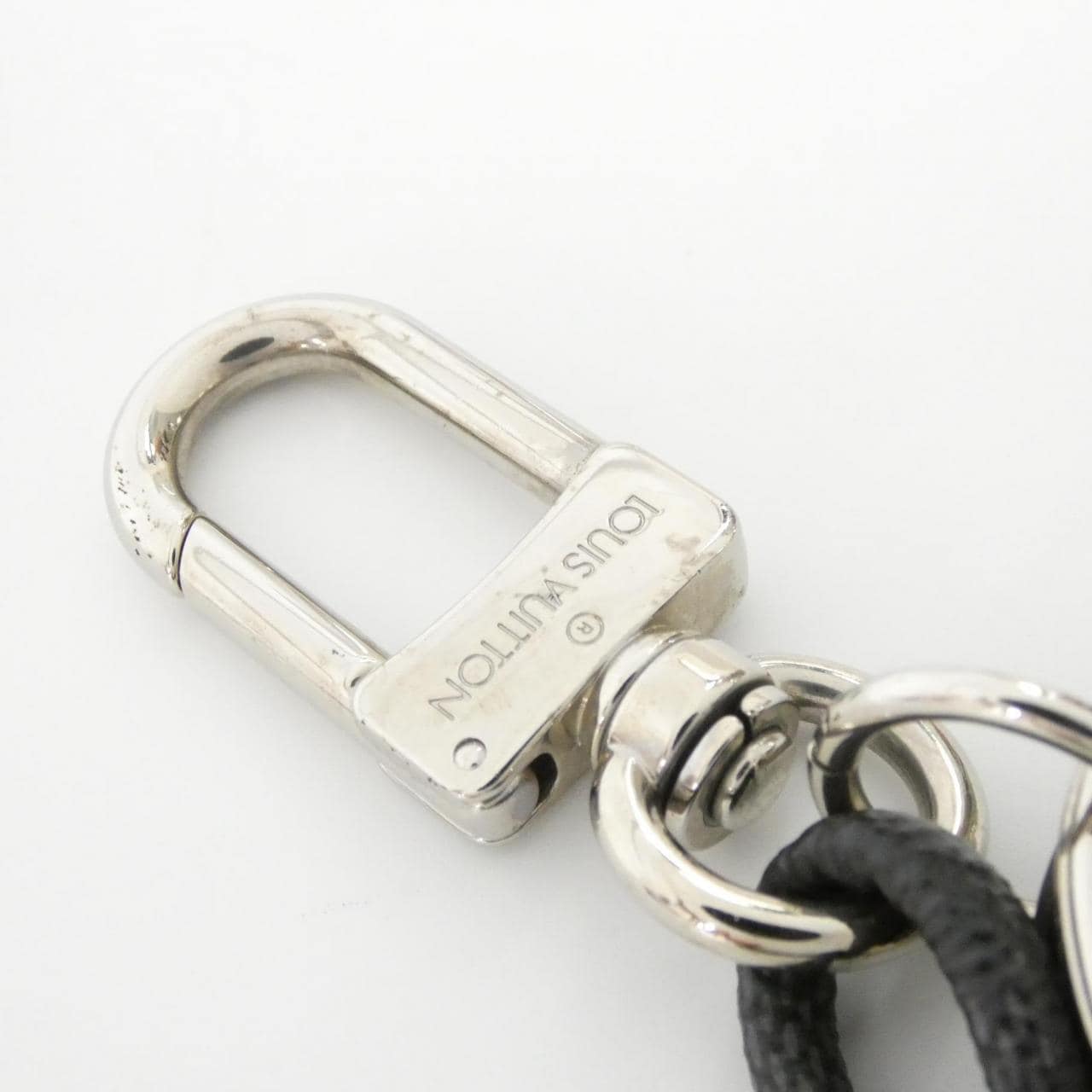 ルイヴィトン ダミエ グラフィット キーホルダー レザーロープ M67224 キーリング