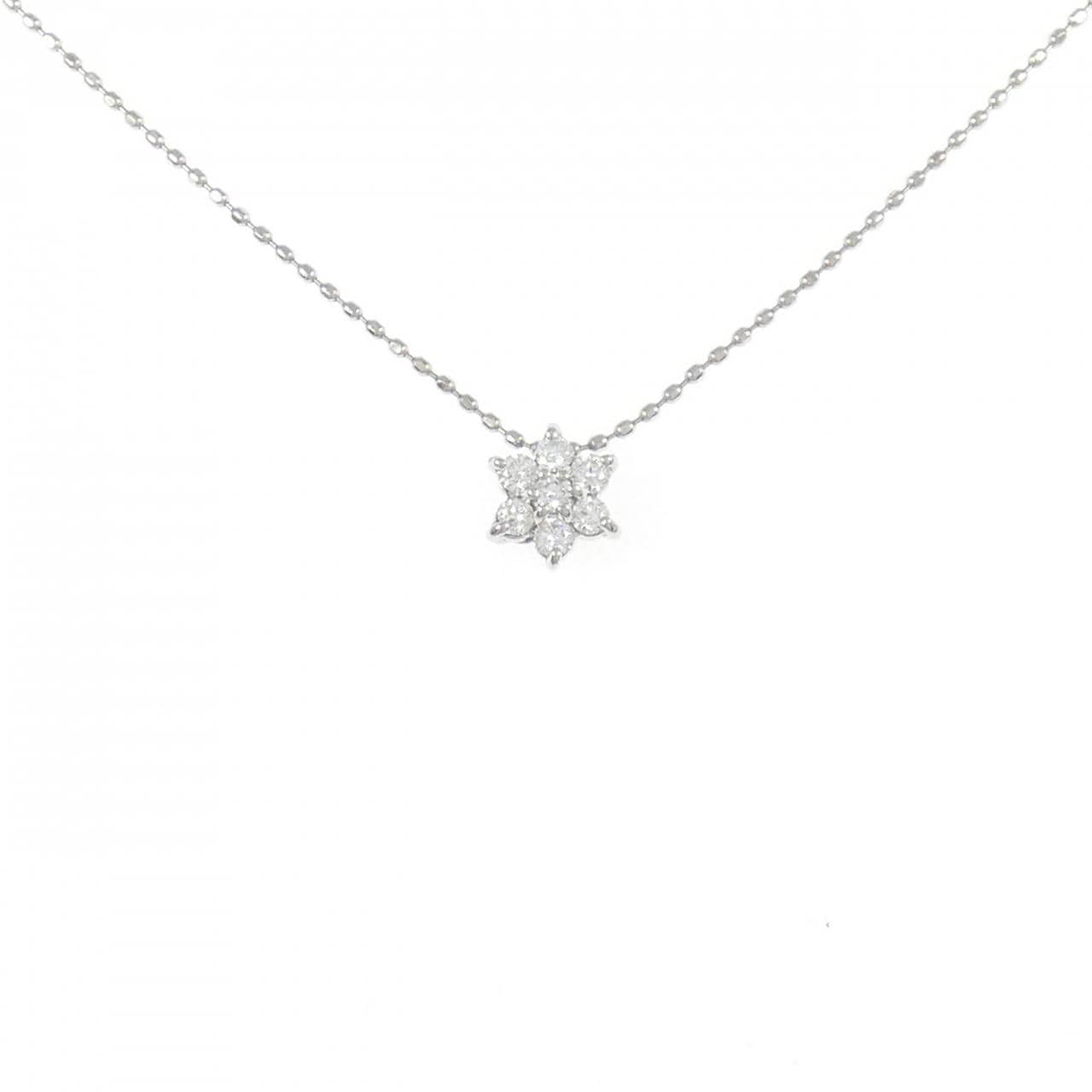 PT900/PT850 フラワー ダイヤモンド ネックレス 0.13CT