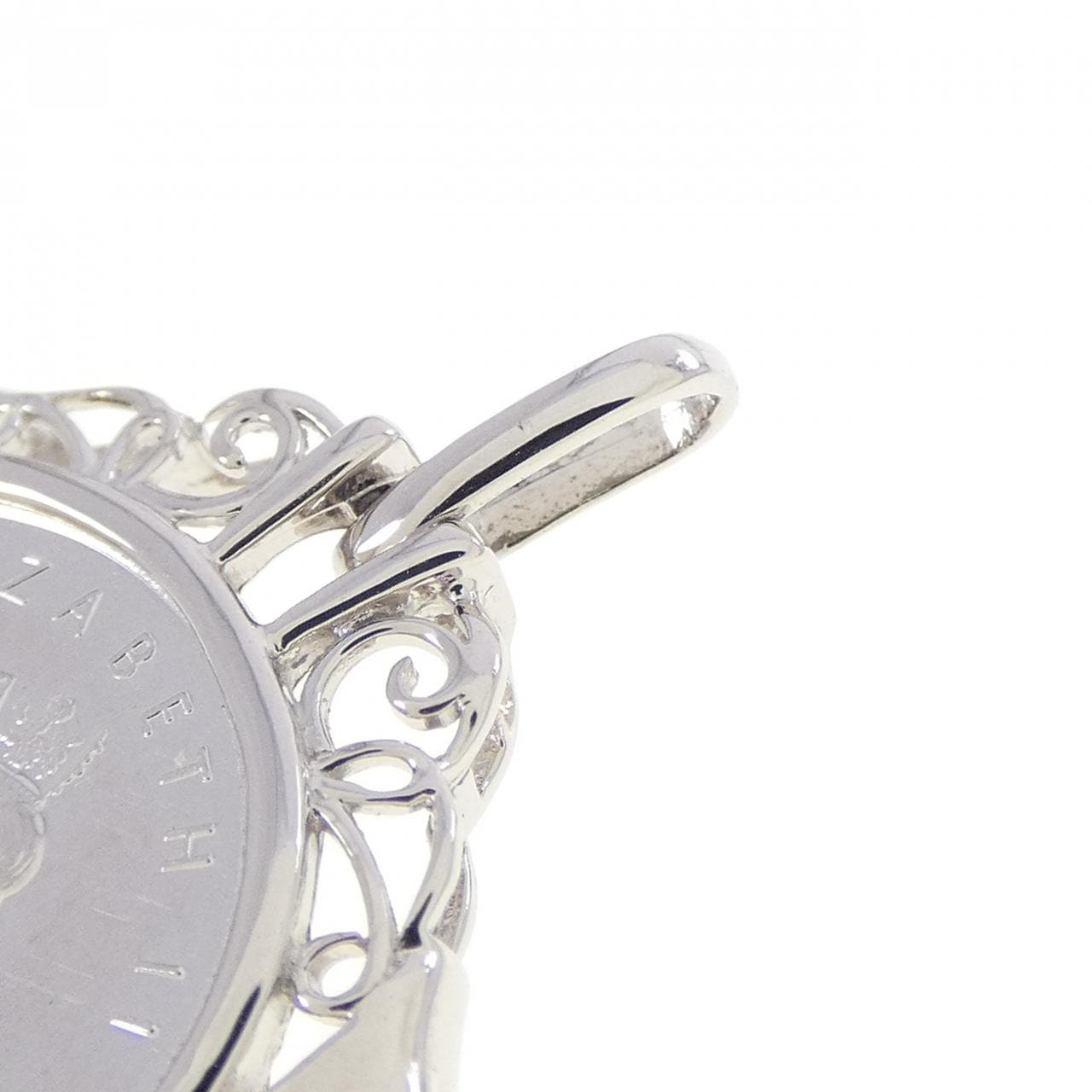 PT900(枠) ダイヤモンド コイン ペンダント 0.23CT