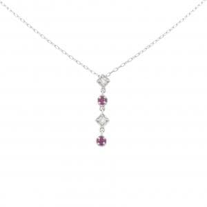 K18WG/PT850 ルビー ネックレス