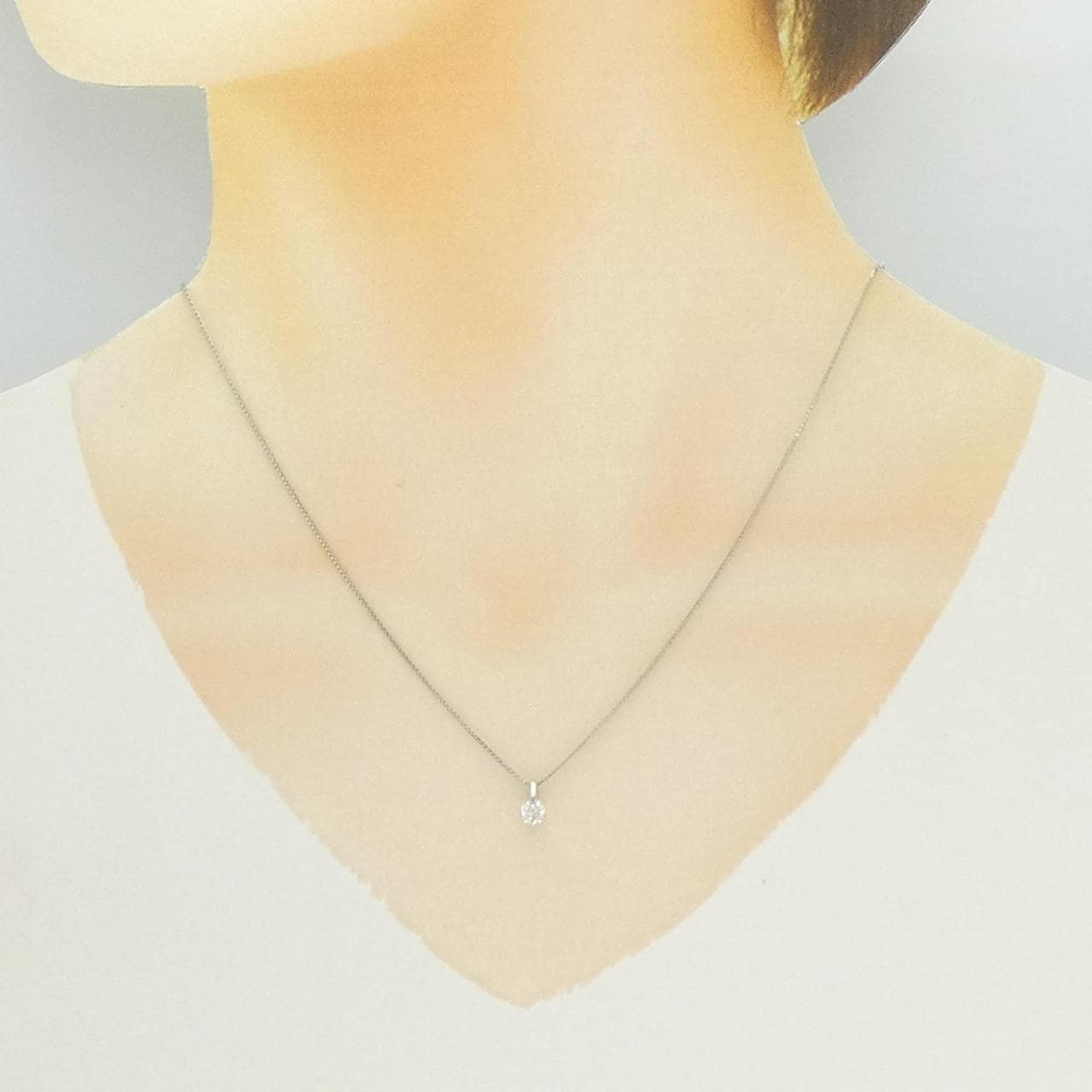 PT900/PT850 ソリティア ダイヤモンド ネックレス 0.30CT