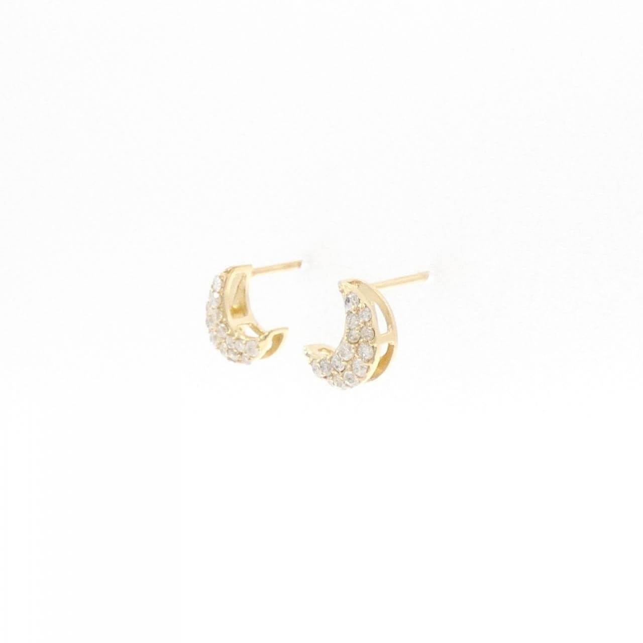 [再加工款] K18YG月亮钻石耳环0.20CT