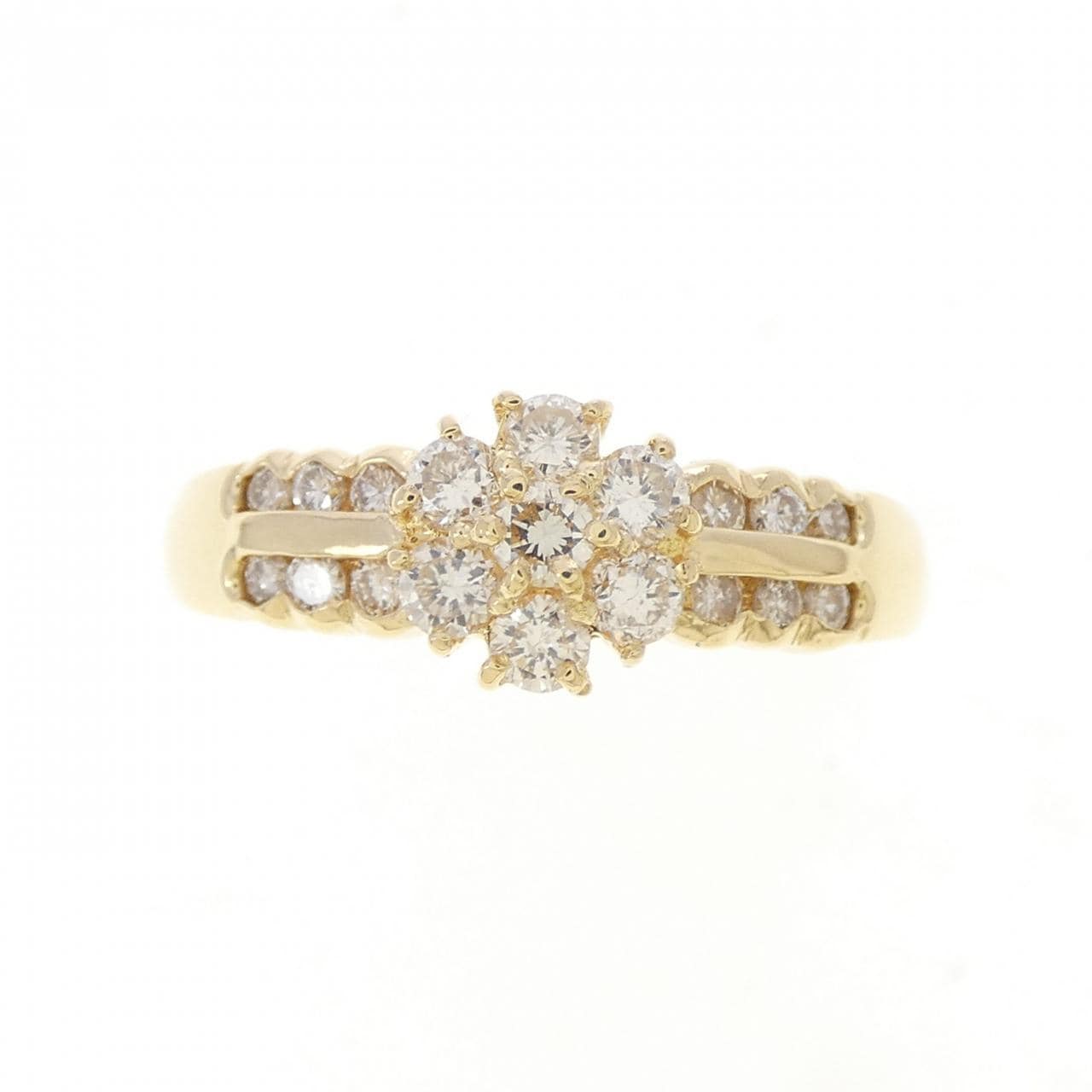 K18YG フラワー ダイヤモンド リング 0.55CT