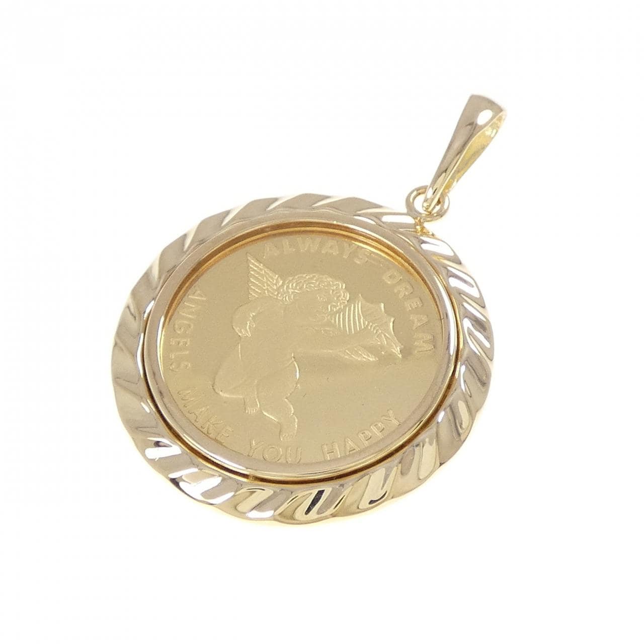 K18YG (frame) coin pendant
