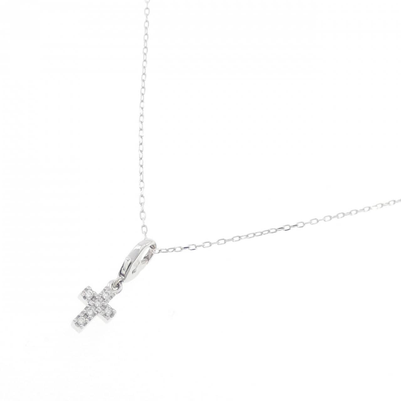 K18WG クロス ダイヤモンド ネックレス 0.06CT