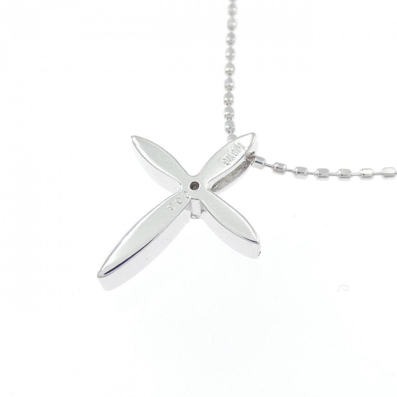 K18WG クロス ダイヤモンド ネックレス 0.03CT