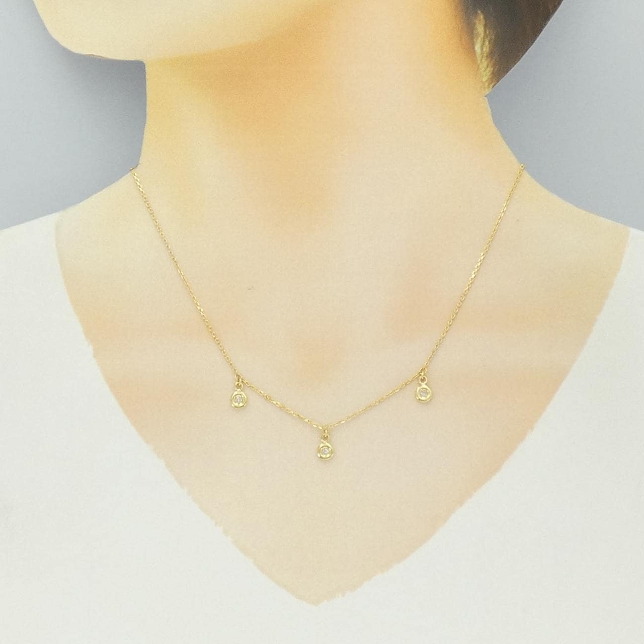 K18YG ダイヤモンド ネックレス 0.06CT