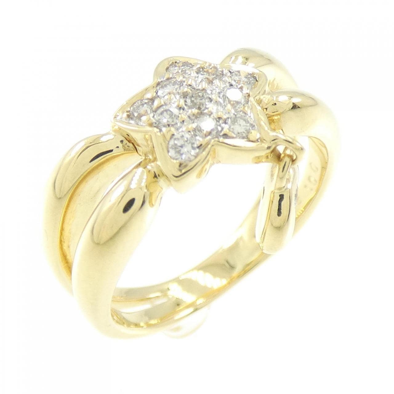 750YG スター×ムーン ダイヤモンド リング 0.18CT