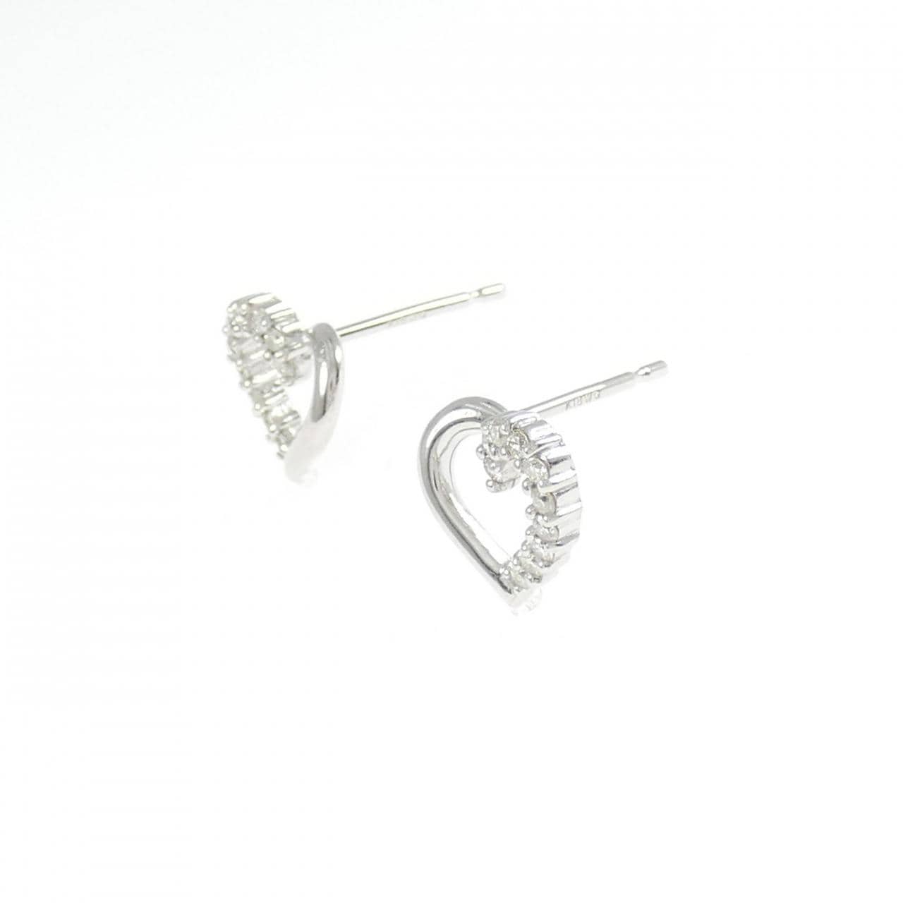 K18WG ハート ダイヤモンド ピアス 0.20CT