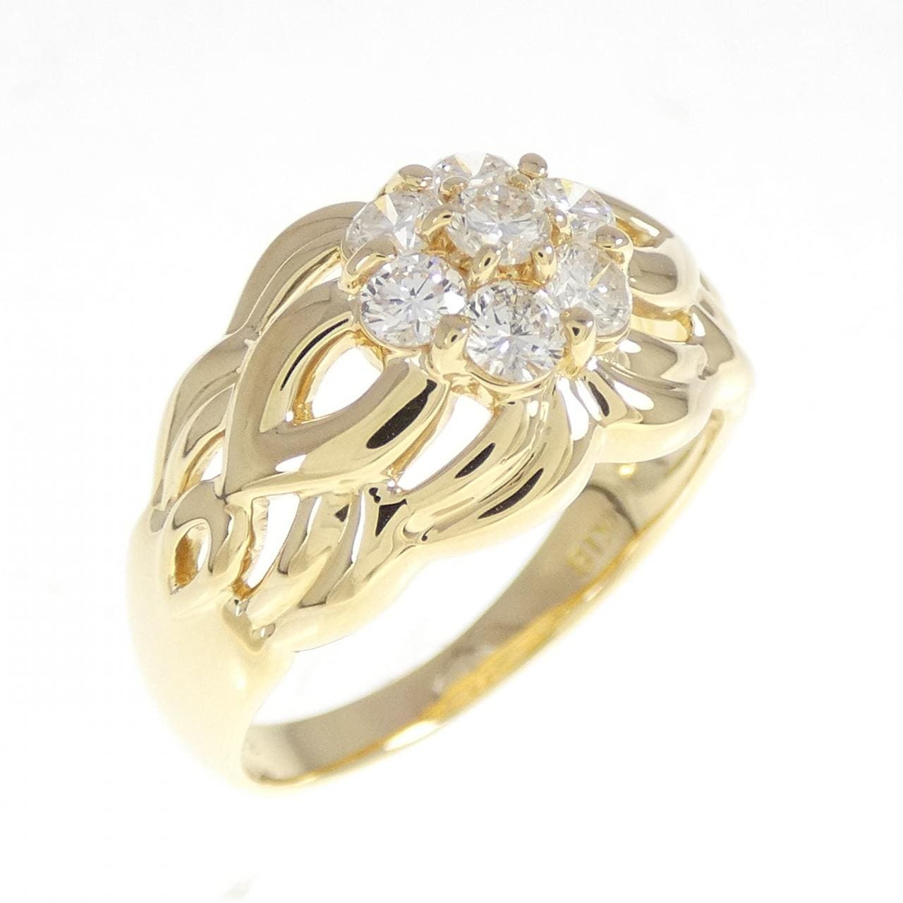 K18YG フラワー ダイヤモンド リング 0.52CT