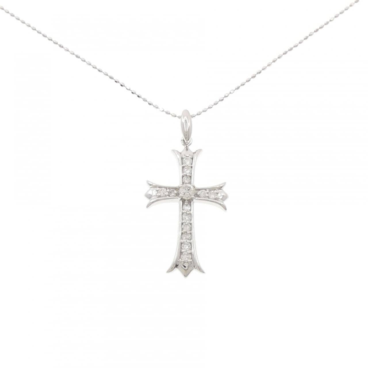 K18WG クロス ダイヤモンド ネックレス 0.30CT